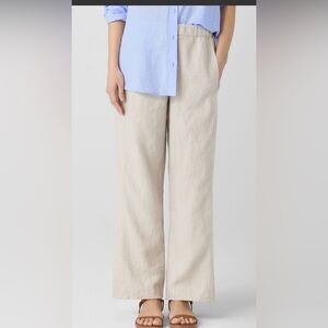 J. Jill Off White Love Linen Wide Leg Side Zip Pull On Pants Sz XL